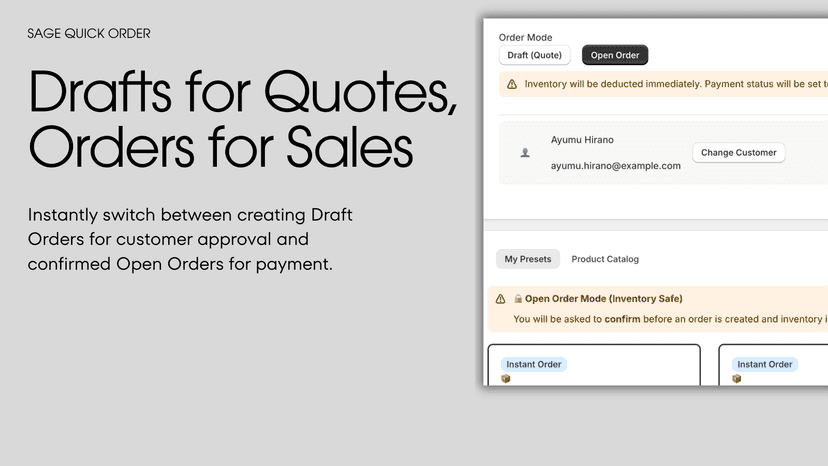 Create drafts for quotes or immediate sales orders