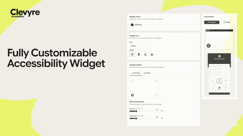 Interface of a customizable accessibility widget