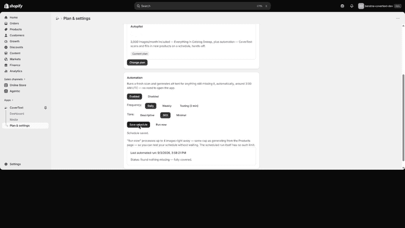 CoverText automation screenshot