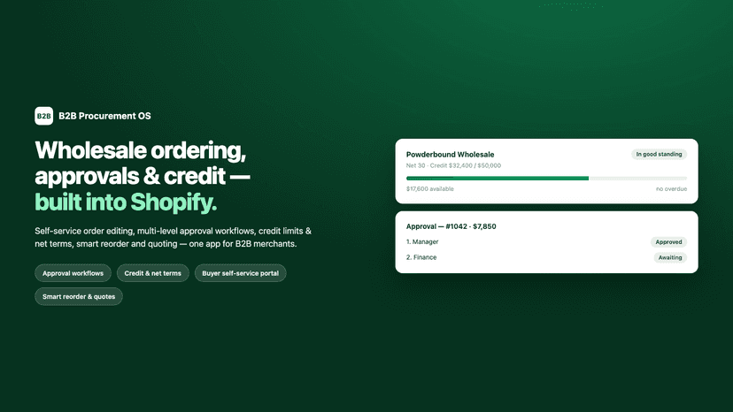 B2B Procurement OS: wholesale ordering, approvals and credit bui