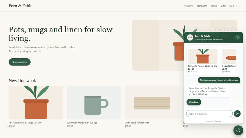 Storefront web chat: AI suggests products and builds the cart