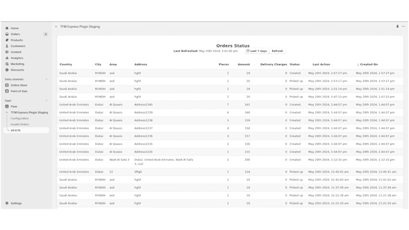 Show orders updates