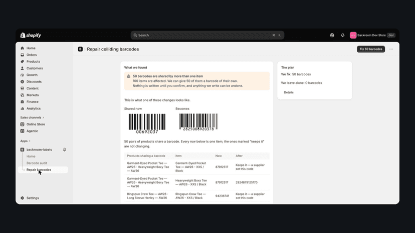 Every change shown before writing, supplier codes untouched