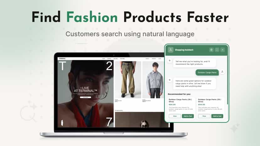 AI fashion search showing hoodies under $80 in chat