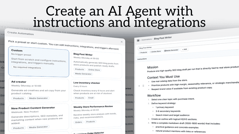 Create an AI Agent with instructions and integrations