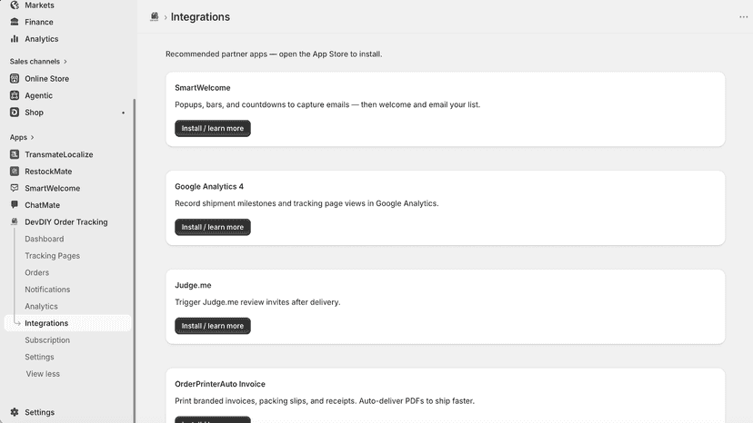 Delivery analytics charts and filters.
