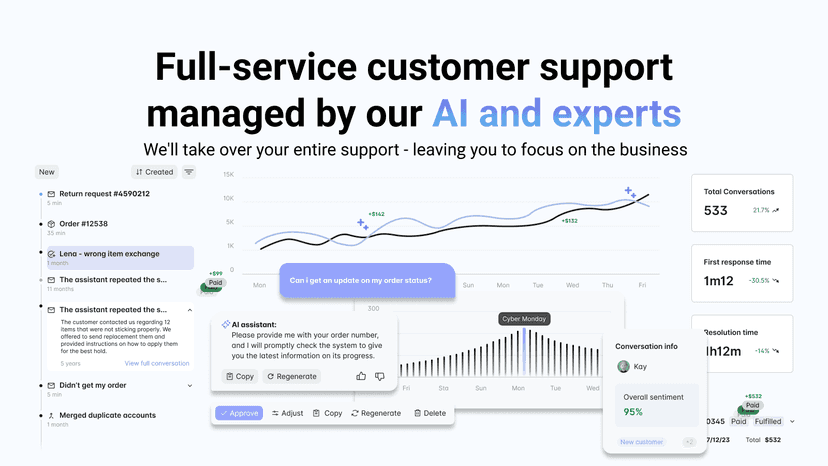 Full-service customer support
managed by our AI and experts.