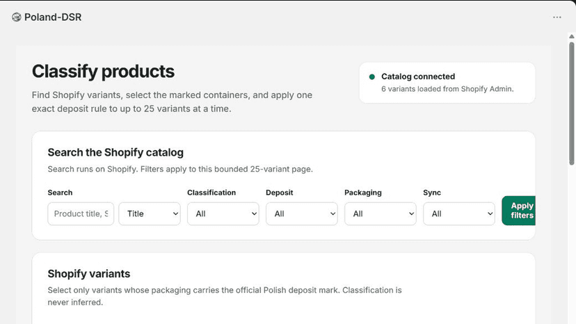 Variant classification search, filters, and deposit rules