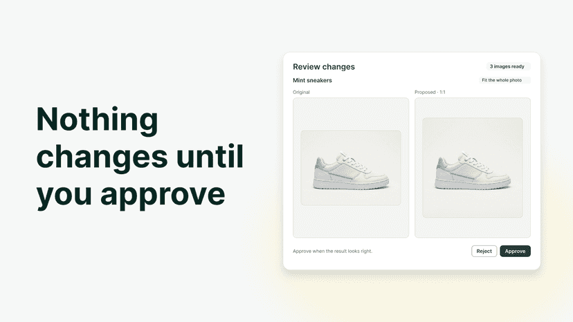 Compare original and proposed images before approval.