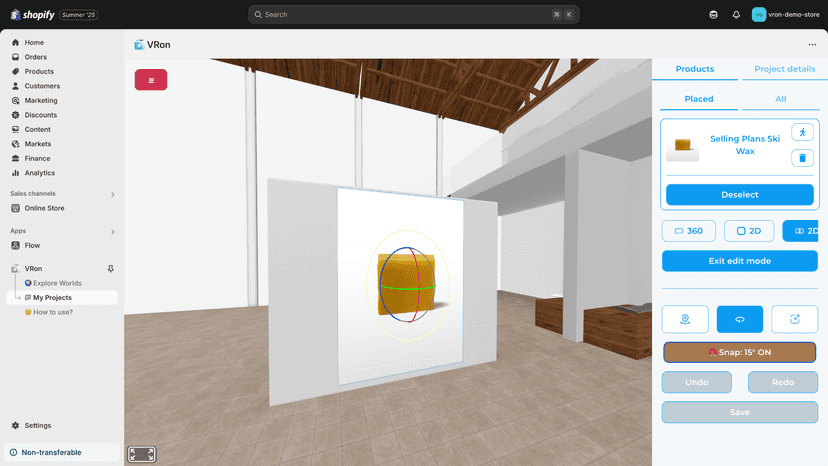 Easily place products from your Shopify store in the room