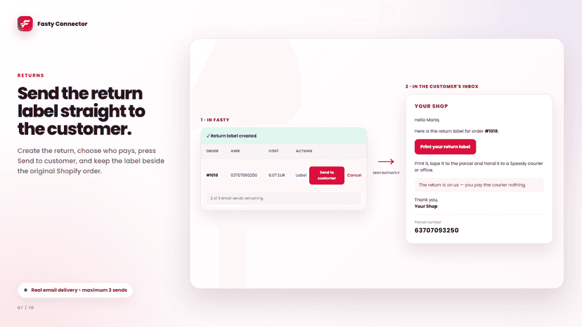Create a return label and email it directly to the customer
