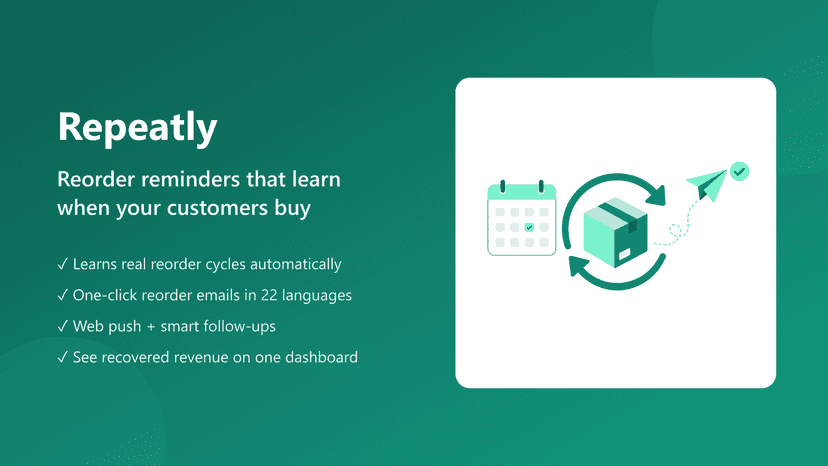 Repeatly reorder reminders that learn when customers buy