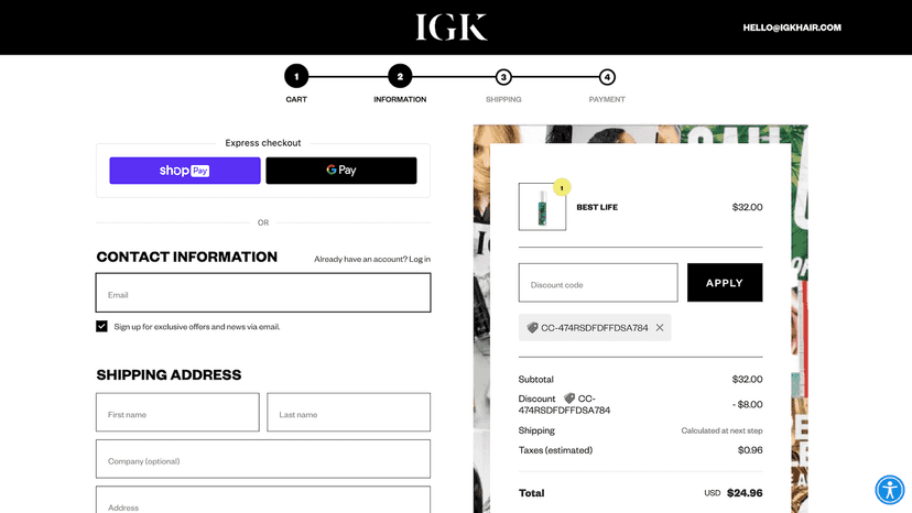 Discounts are automatically applied to customer's cart