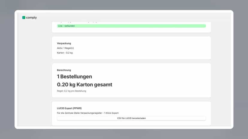 Automatische Berechnung - Zeigt Gesamtgewicht aller Bestellungen