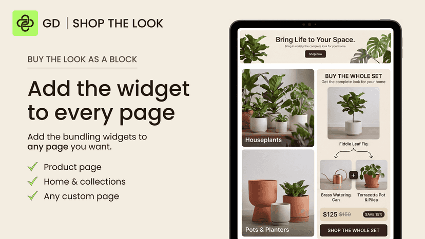 Shop the Look widget add to every page on your store
