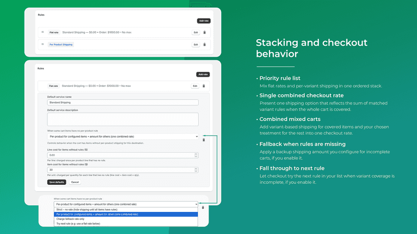 Stacking and checkout behavior