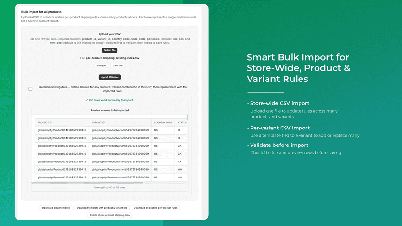 Smart Bulk Import for Store-Wide, Product & Variant Rules
