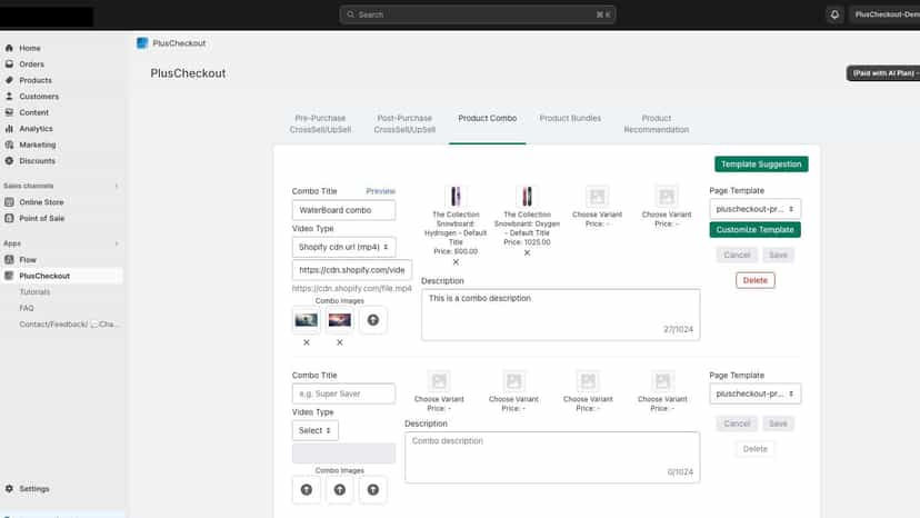 Product-combo, combo products, virtual combo, product funnel