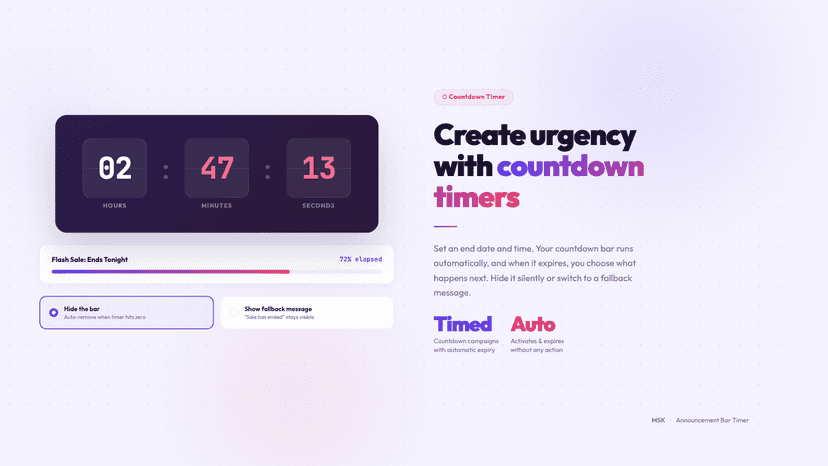 Run urgency timers with auto-expiry and fallback actions