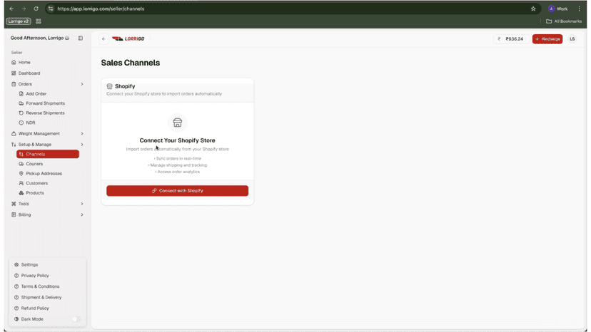 Connect with Shopify