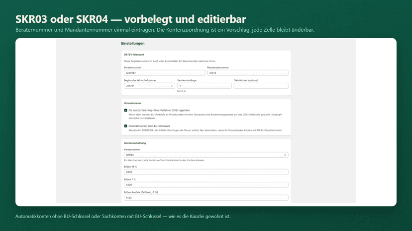 Einstellungen: SKR03/SKR04-Kontenzuordnung bearbeiten