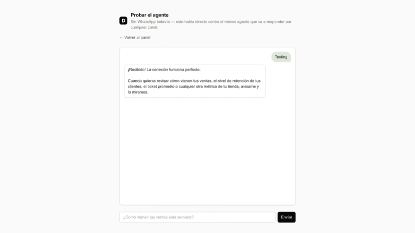 Testing AI interaction in the app dashboard