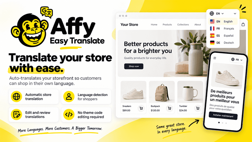 Translation dashboard and overview of products and collections