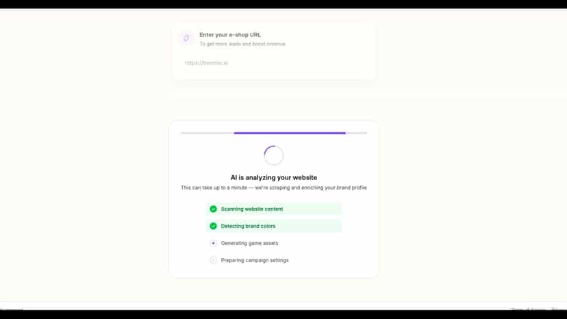 Boomio analyzing a store to detect brand colors and build the ga