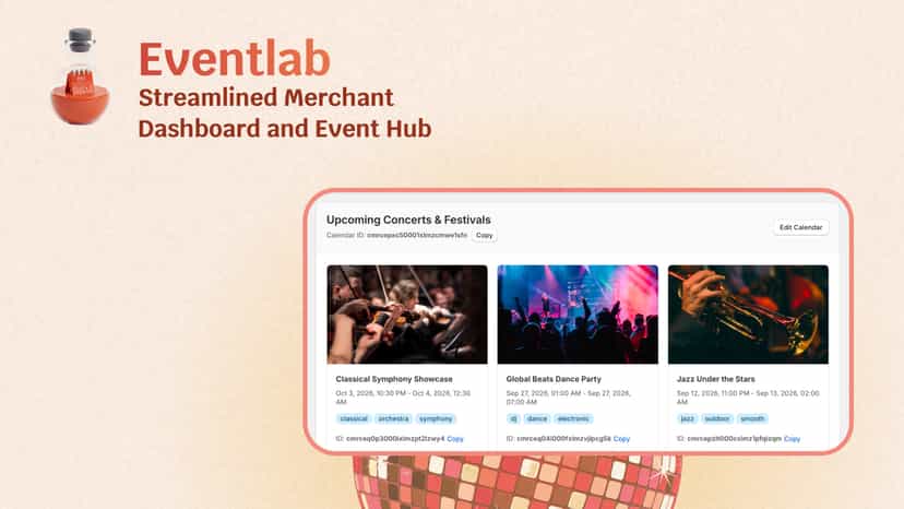 Admin panel overview of event management tool.