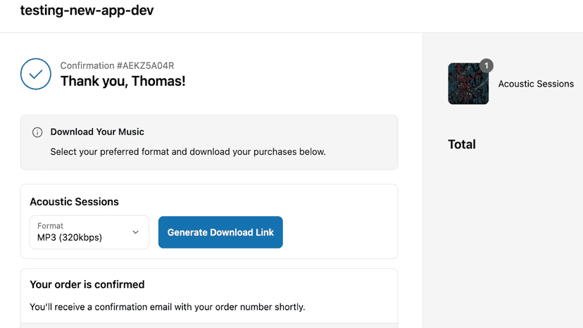 Post Purchase Download