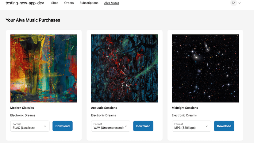 Customer Account Page