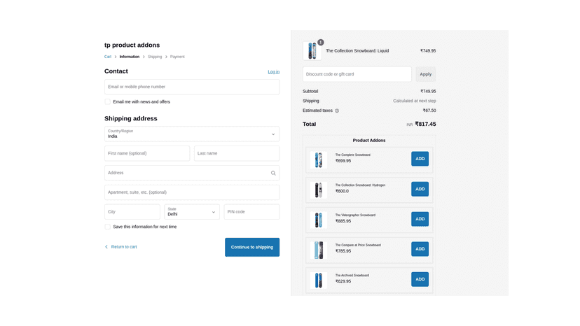 Checkout upsell