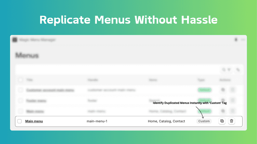 Save time by quick Shopify menu duplication and deletion