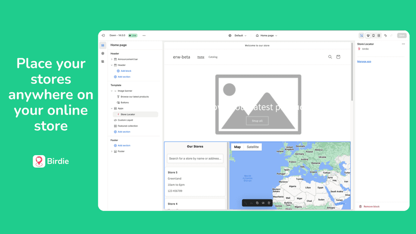 Showcase store locations seamlessly on any page of your store