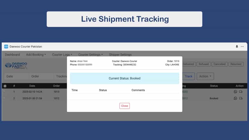 Get live shipment tracking