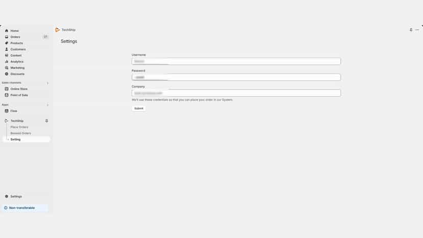 setting screen