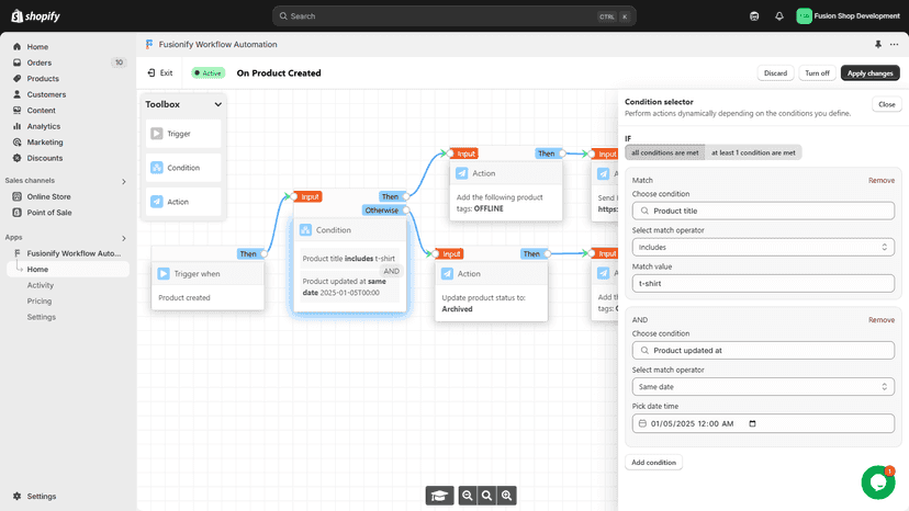 Fusionify Flow Condition Preview