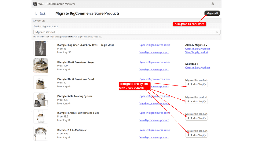 BigCommerce Products Migrator