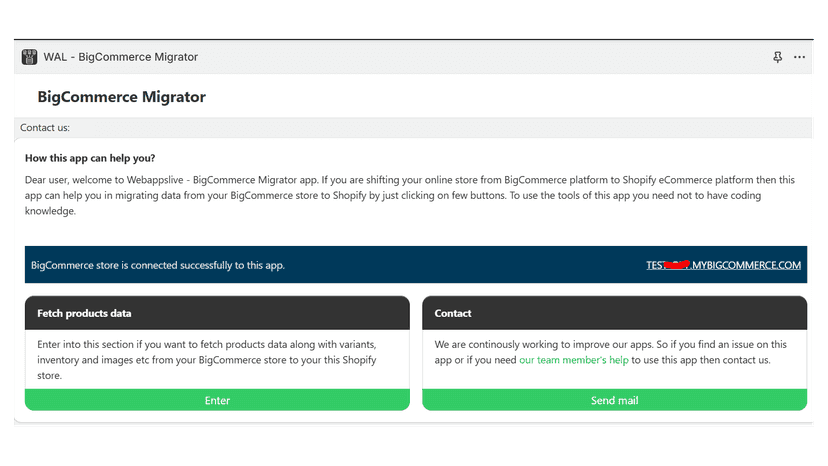 BigCommerce Migrator Connected