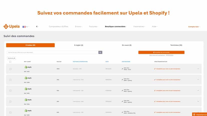 Suivez vos commandes facilement sur Upela et Shopify !