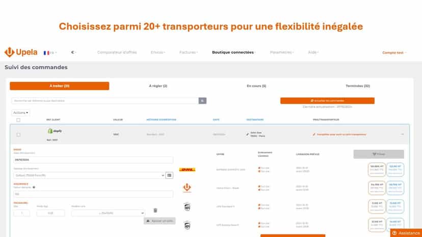 Choisissez parmi 20+ transporteurs pour une flexibilité inégalée