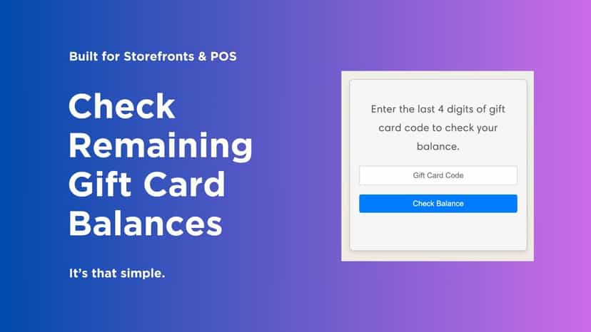 high level bullet points of gift card balance app features