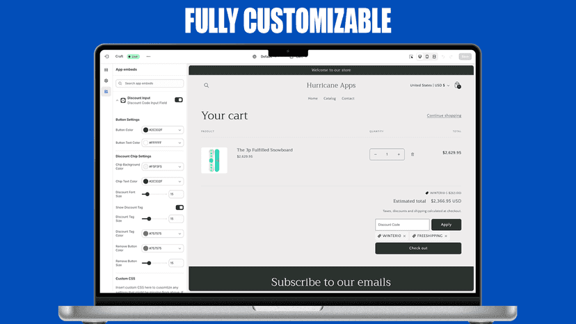 Fully customizable in theme editor