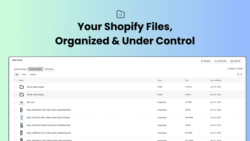 Organize files easily with drag-and-drop folders