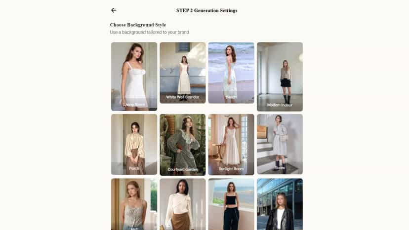 Choose background/model/pose