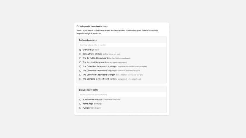 Exclude products