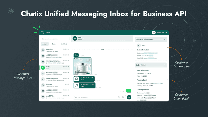 shared inbox to chat with customers using API number.