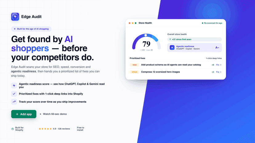 Edge Audit helps your store get found by AI shoppers