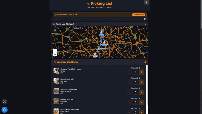 routella driver and picker page