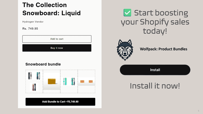 Free installation of Wolfpack product bundles app